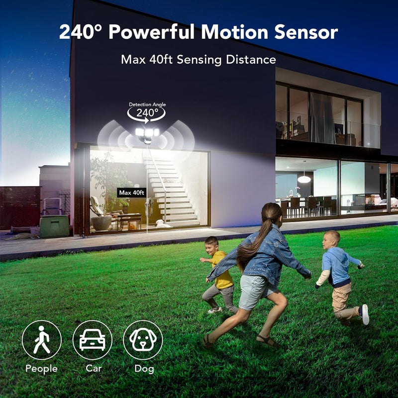 OREiN Motion Sensor Outdoor Flood Light, 26W 3500LM LED Security Light, 240° 40FT Detection, Dusk to Dawn/Auto/Test Modes, IP65 Waterproof for Garage, Yard, Porch, Driveway (Hardwired) - Image 3